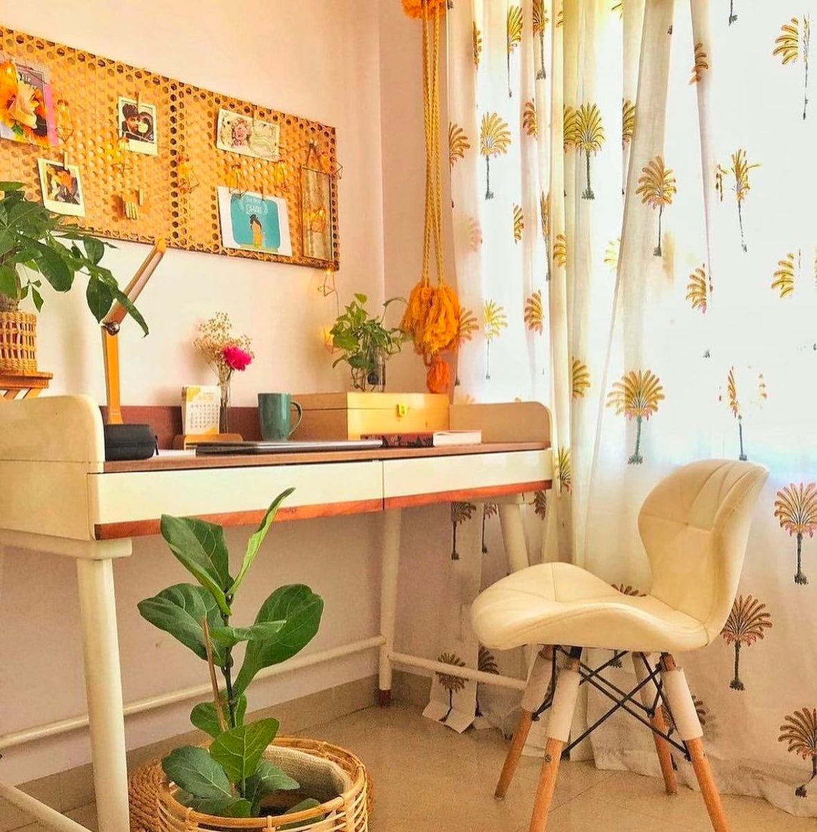 Block Print Curtain – Palm Green