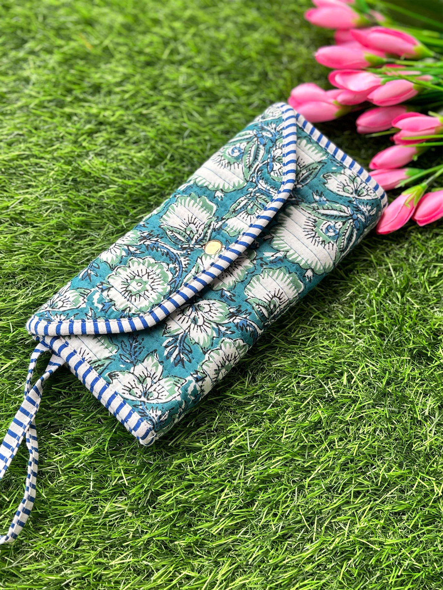 Jewellery Roll Up Pouch - Turquoise