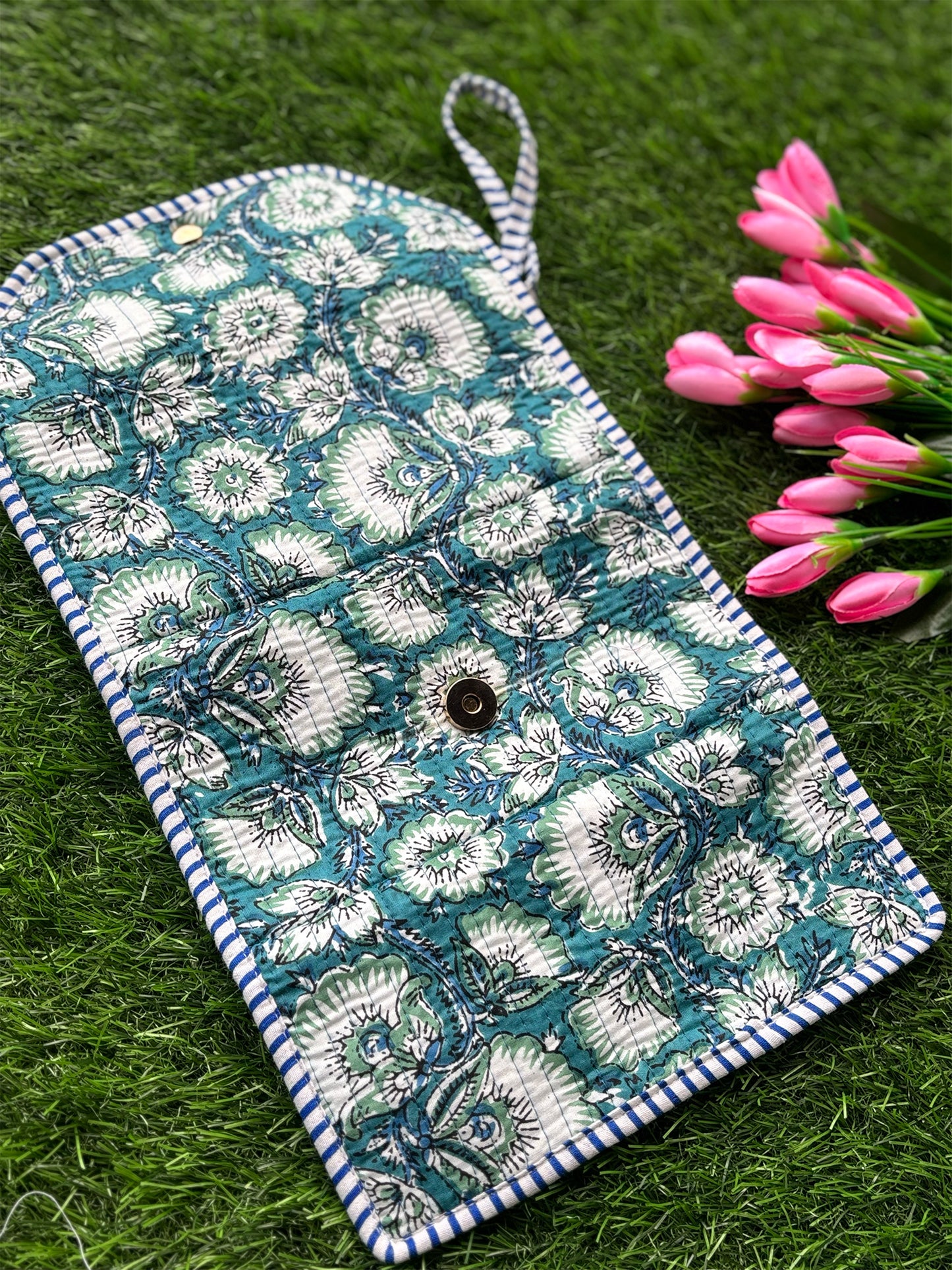 Jewellery Roll Up Pouch - Turquoise