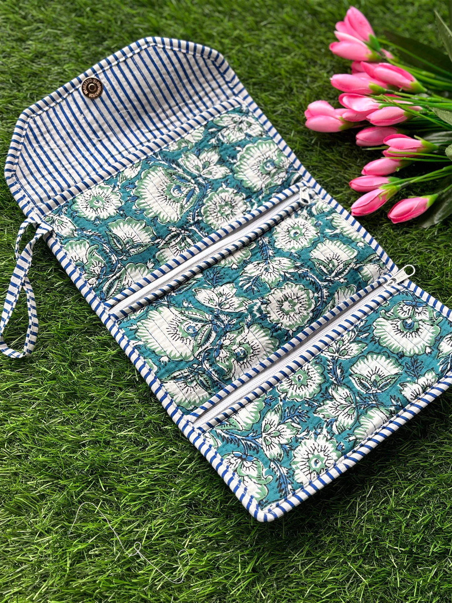 Jewellery Roll Up Pouch - Turquoise