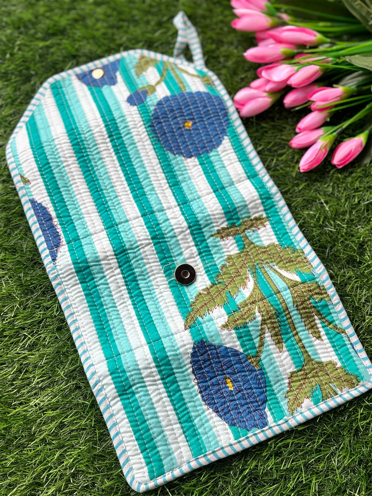 Jewellery Roll Up Pouch - Blue