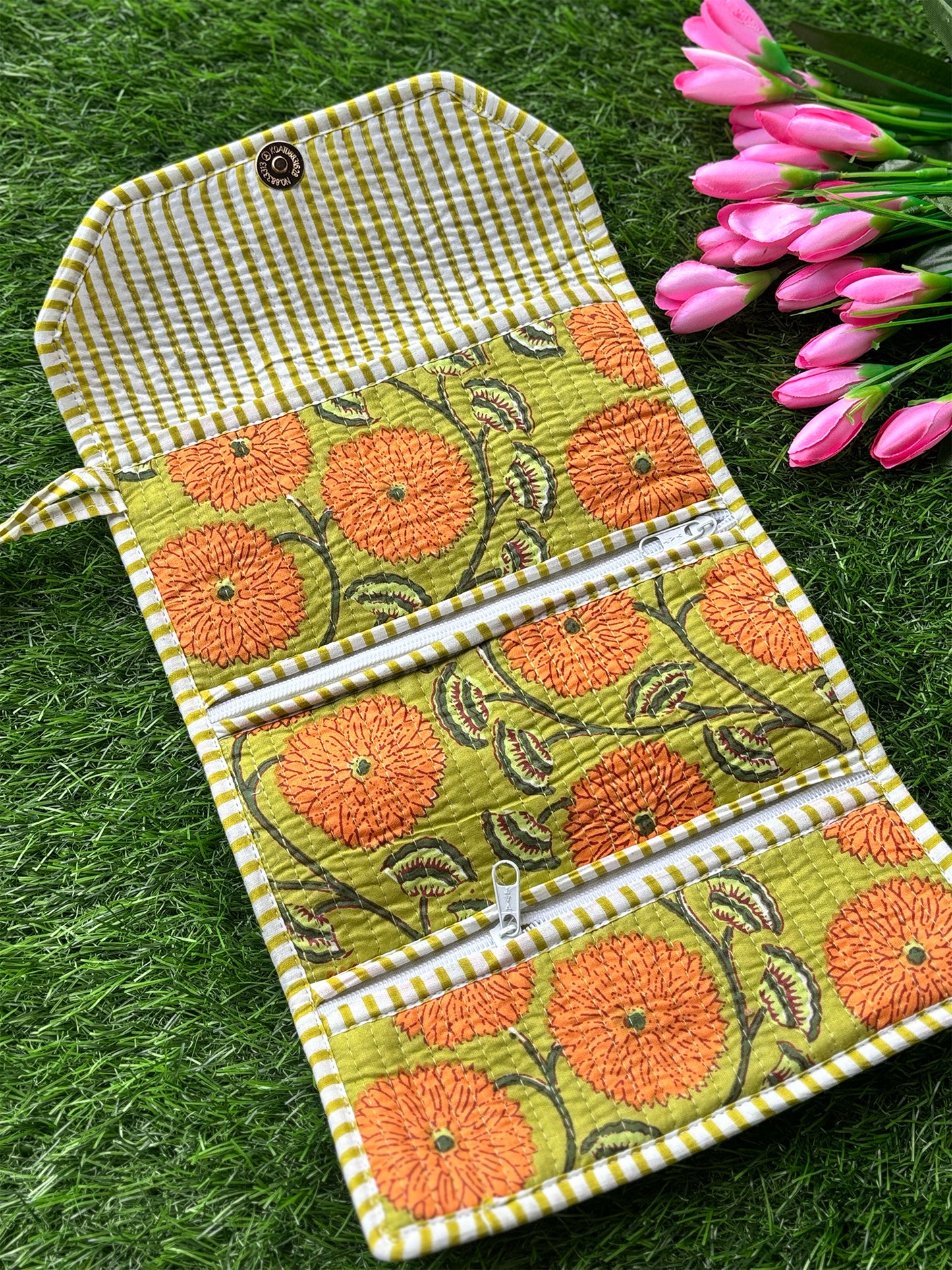 Jewellery Roll Up Pouch - Orange