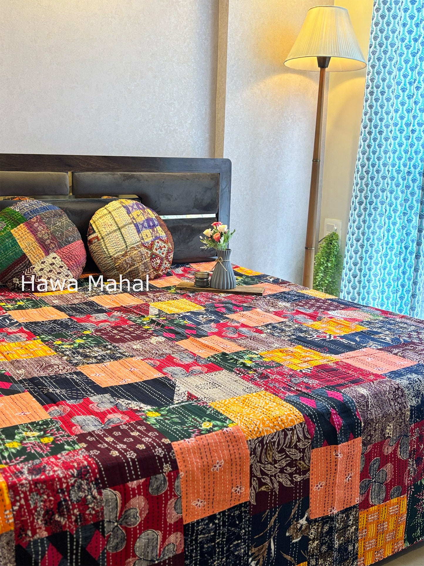 Multipatch Kantha Luxury Bedcover - 90x108 inch