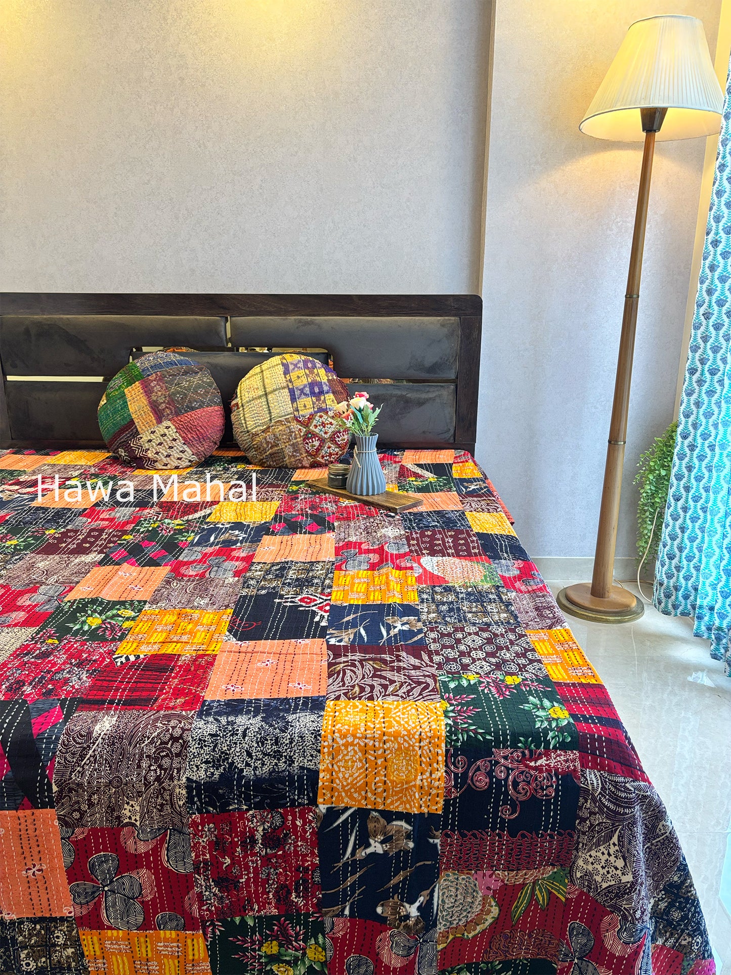 Multipatch Kantha Luxury Bedcover - 90x108 inch