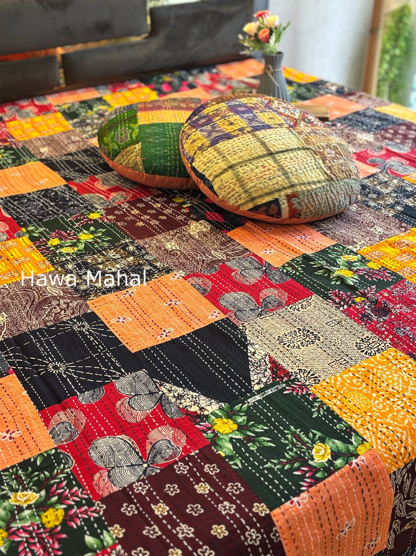 Multipatch Kantha Luxury Bedcover - 90x108 inch
