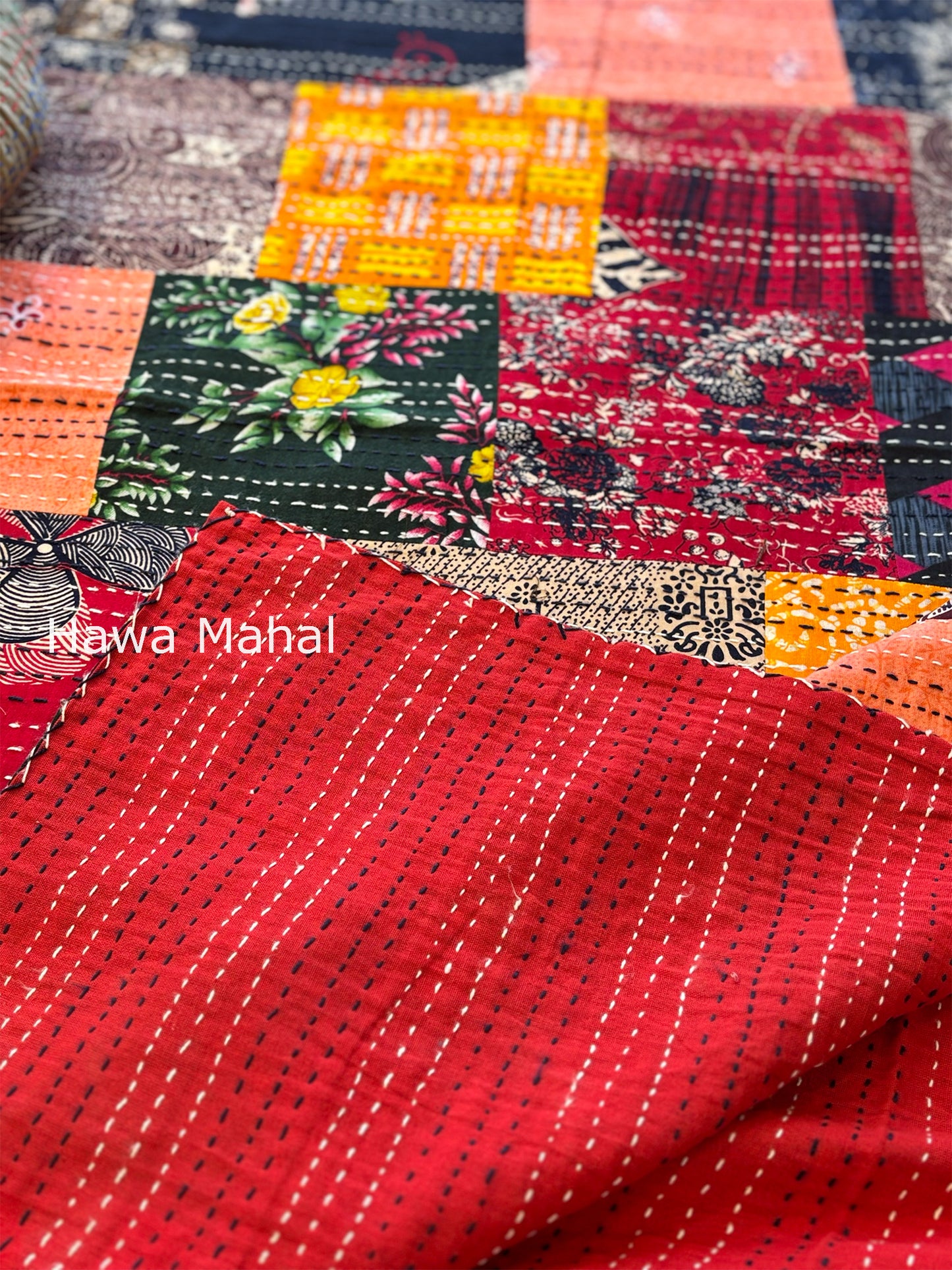 Multipatch Kantha Luxury Bedcover - 90x108 inch