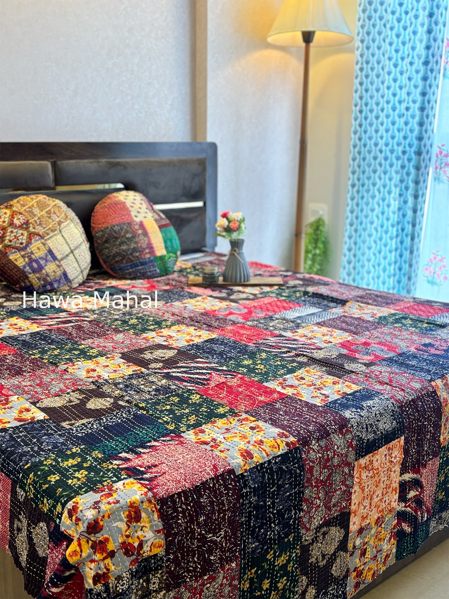 Multipatch Kantha Luxury Bedcover - 90x108 inch