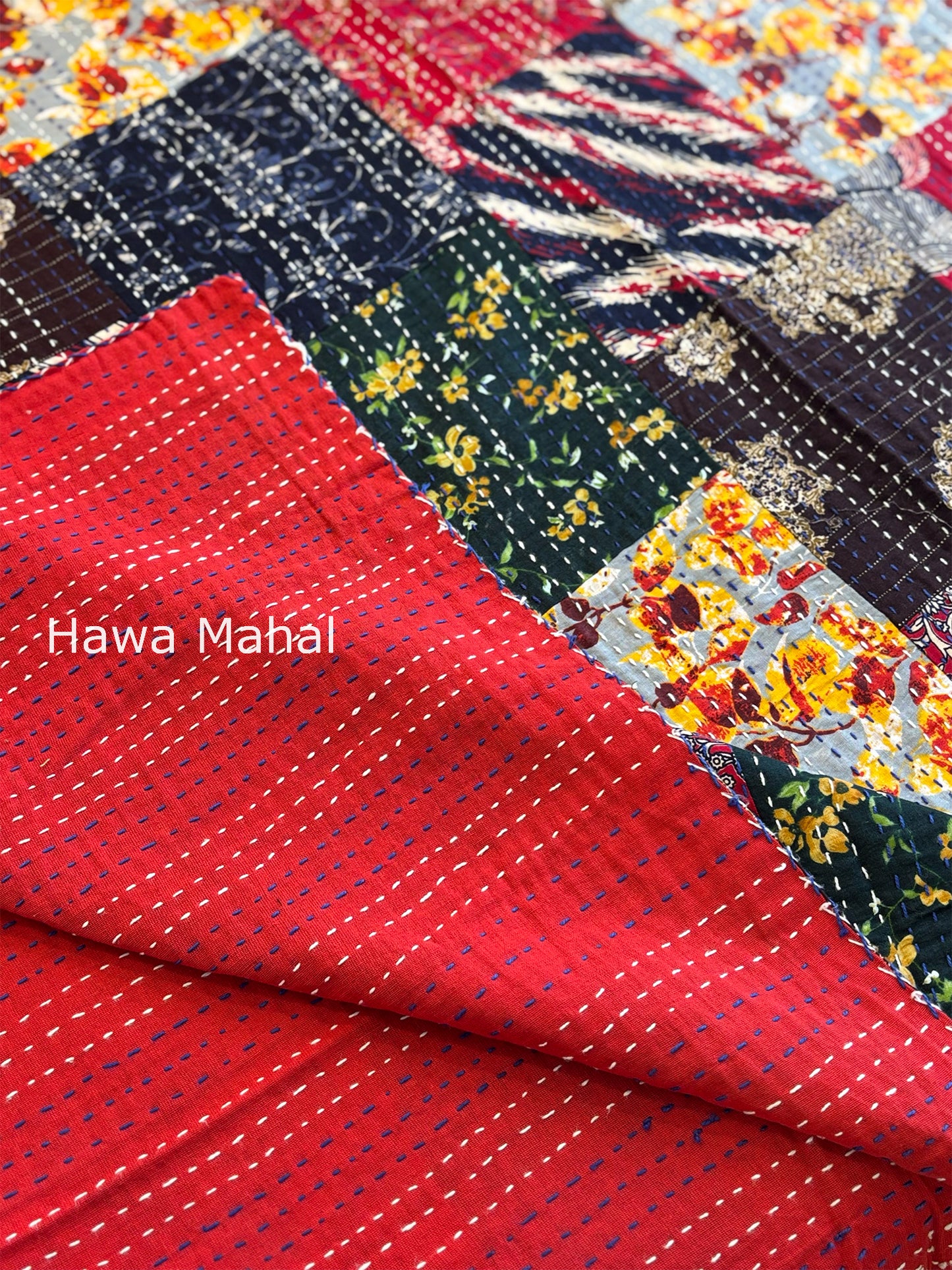 Multipatch Kantha Luxury Bedcover - 90x108 inch