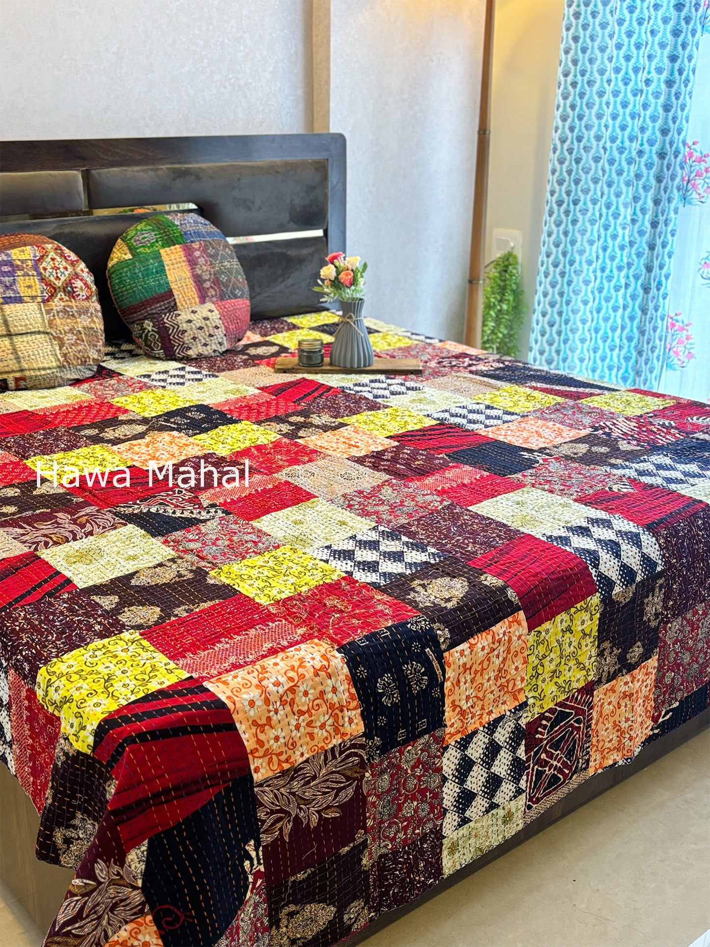 Multipatch Kantha Luxury Bedcover - 90x108 inch