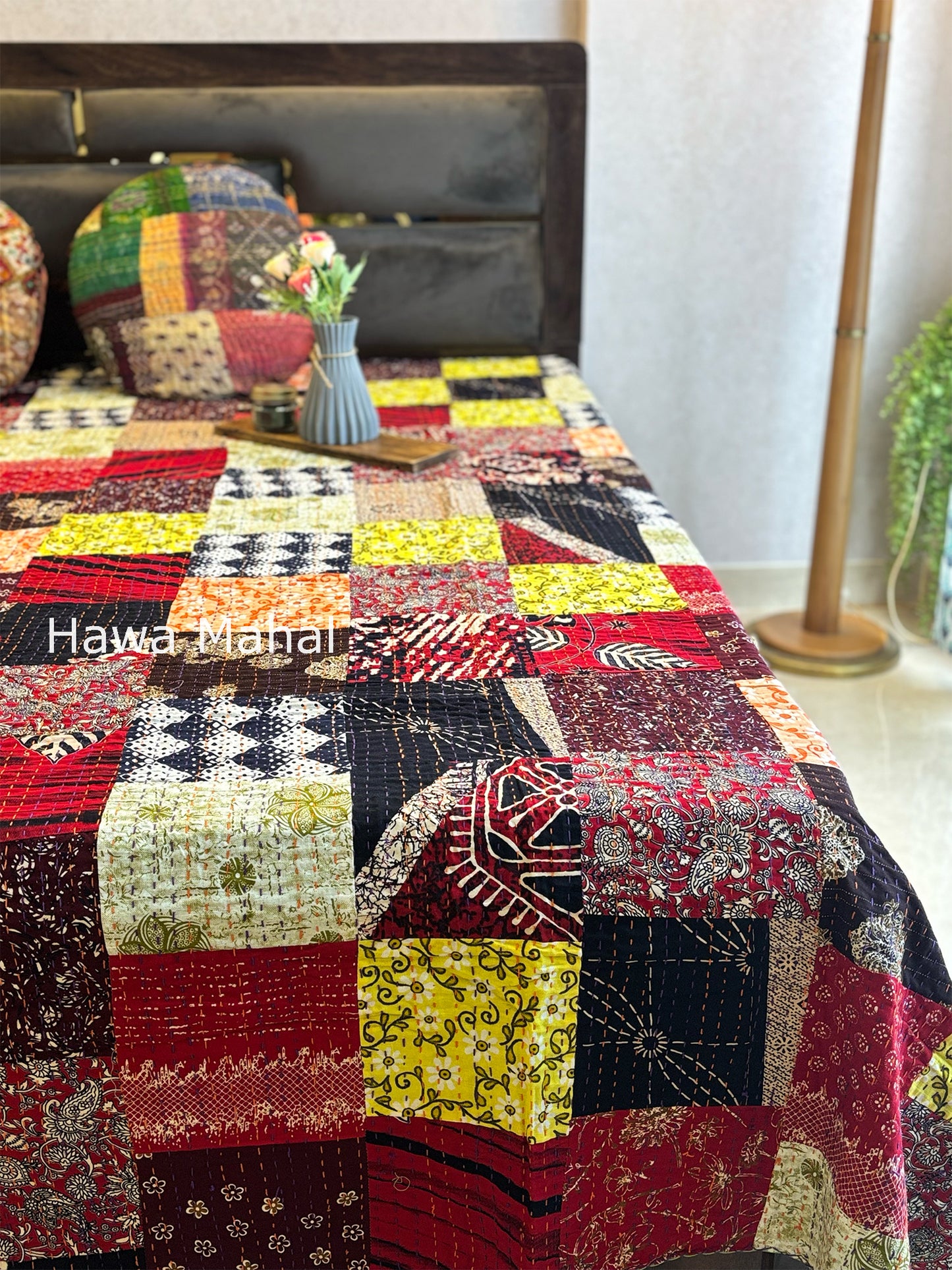 Multipatch Kantha Luxury Bedcover - 90x108 inch