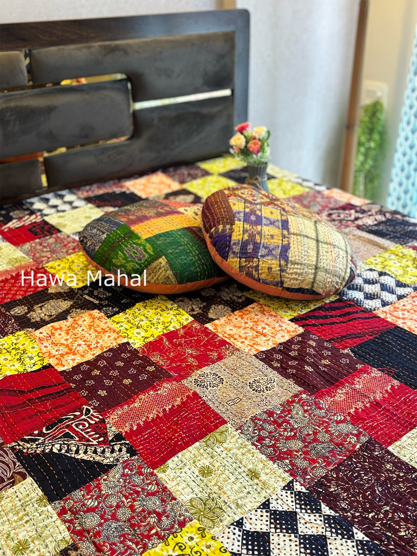 Multipatch Kantha Luxury Bedcover - 90x108 inch
