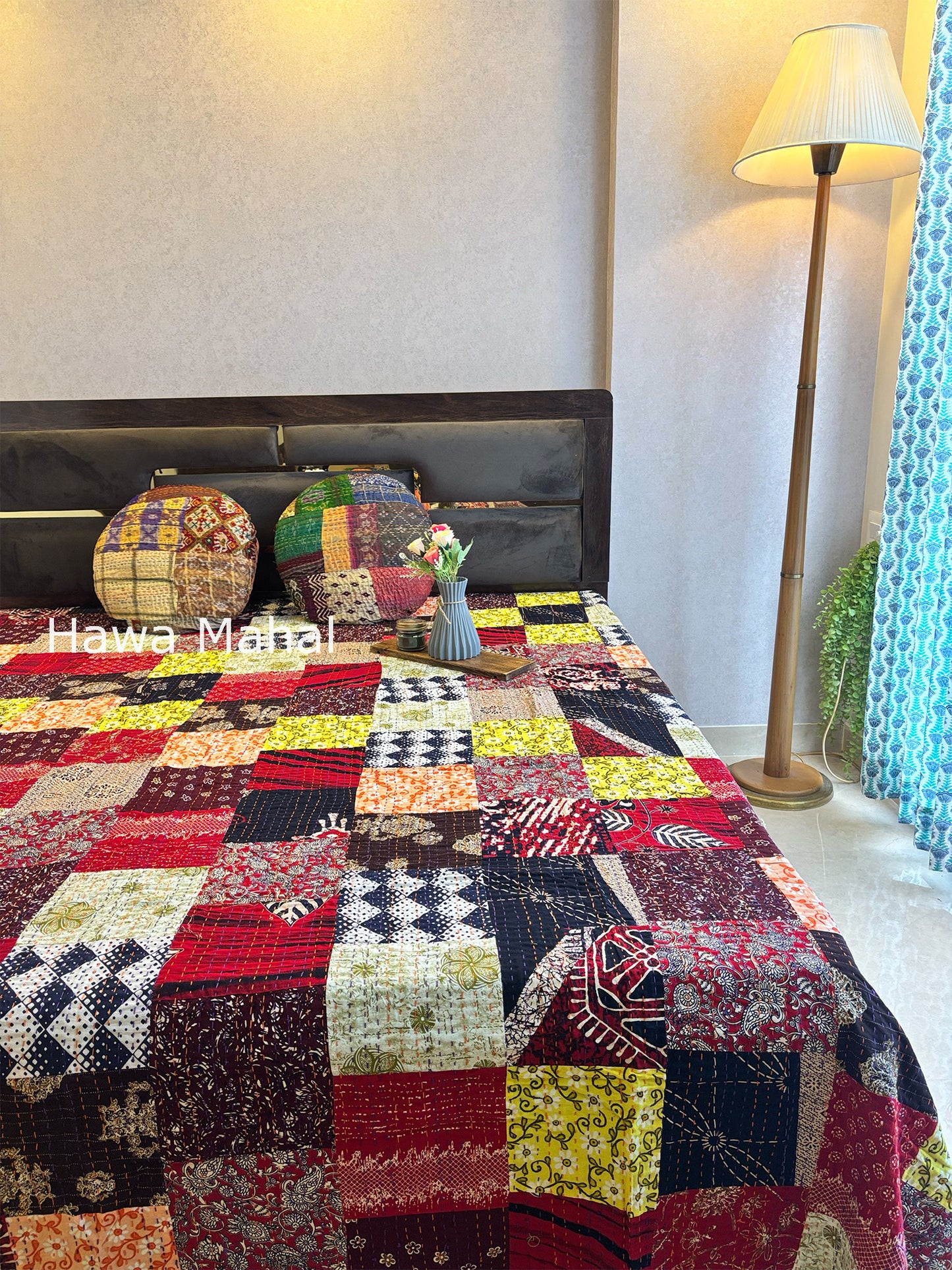 Multipatch Kantha Luxury Bedcover - 90x108 inch