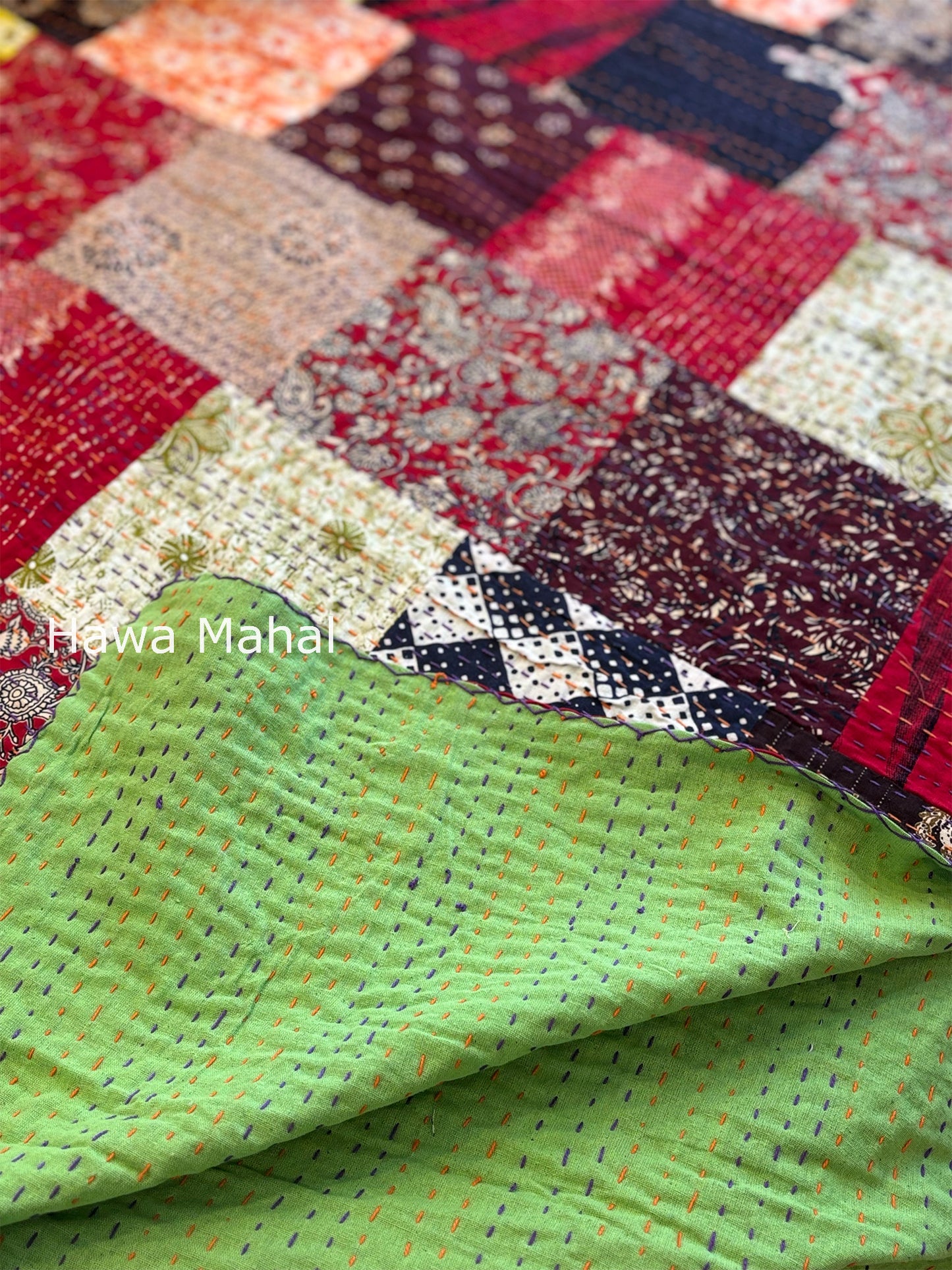 Multipatch Kantha Luxury Bedcover - 90x108 inch