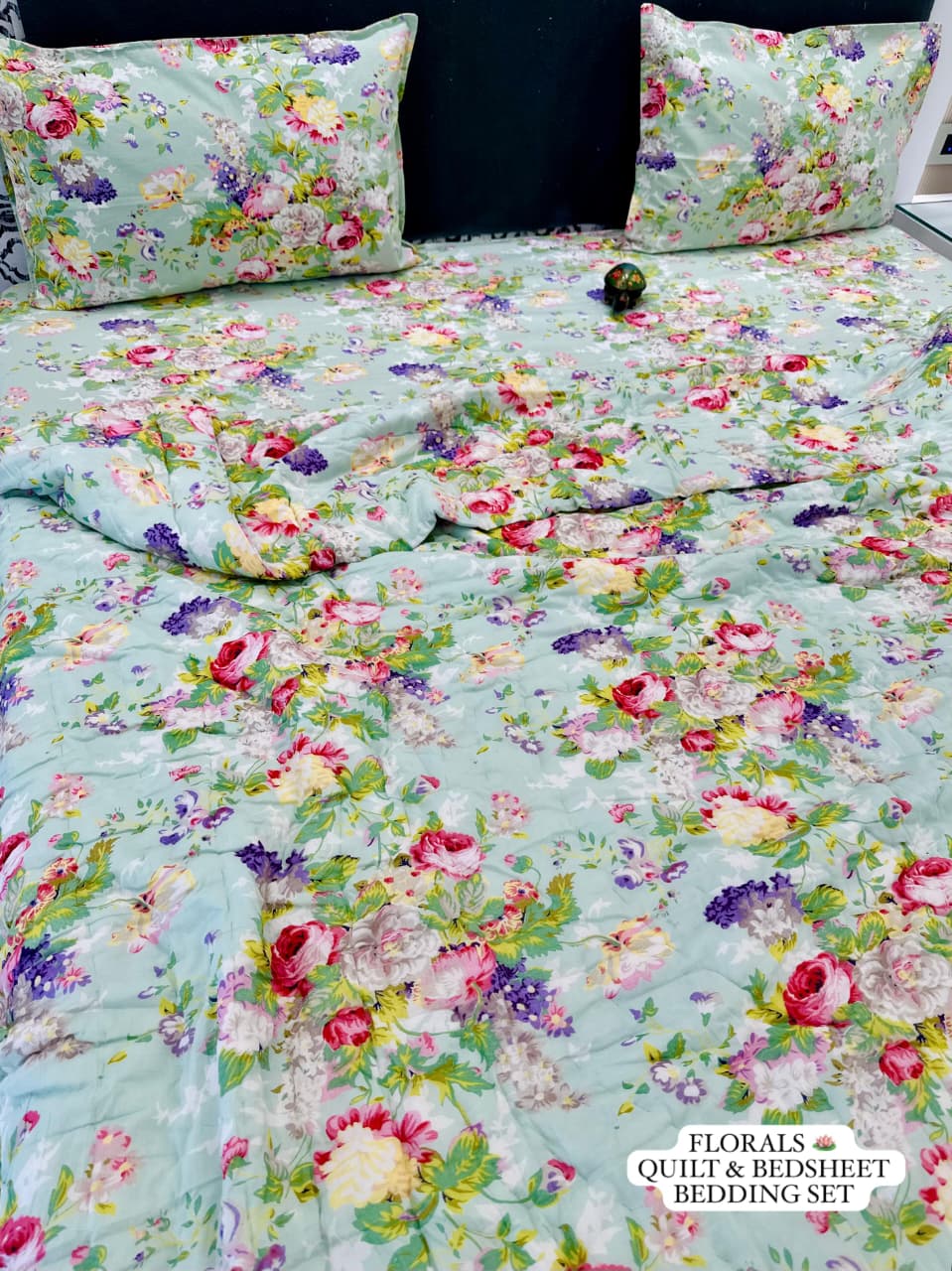 Fulwari Collection - Handblock Printed Reversible Mulmul Cotton Quilt - Double (90 x 108 inch) (Copy)