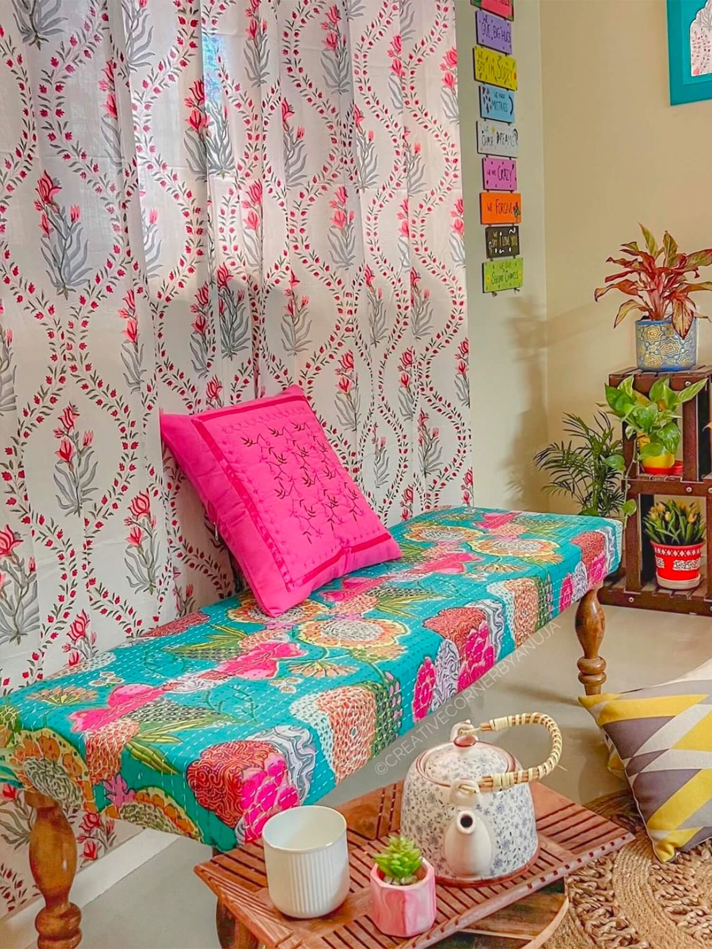 Pink Floral Curtain