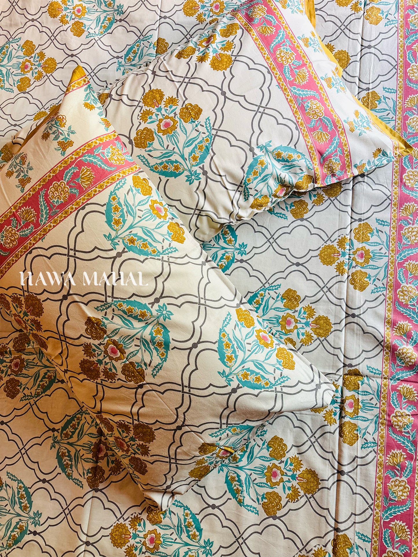 Rajputana Collection - Superking Cotton Bedsheet with Pillow Covers (108 x 108 inches)