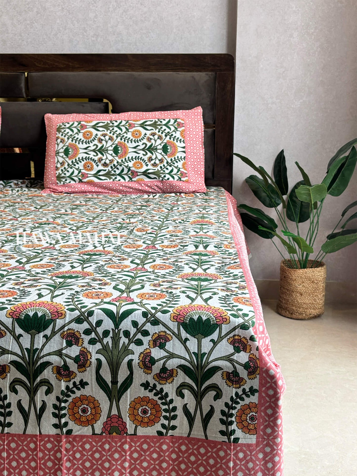 Rajputana Collection - Super King Cotton Bedsheet with Pillow Covers (108 x 108 inches)