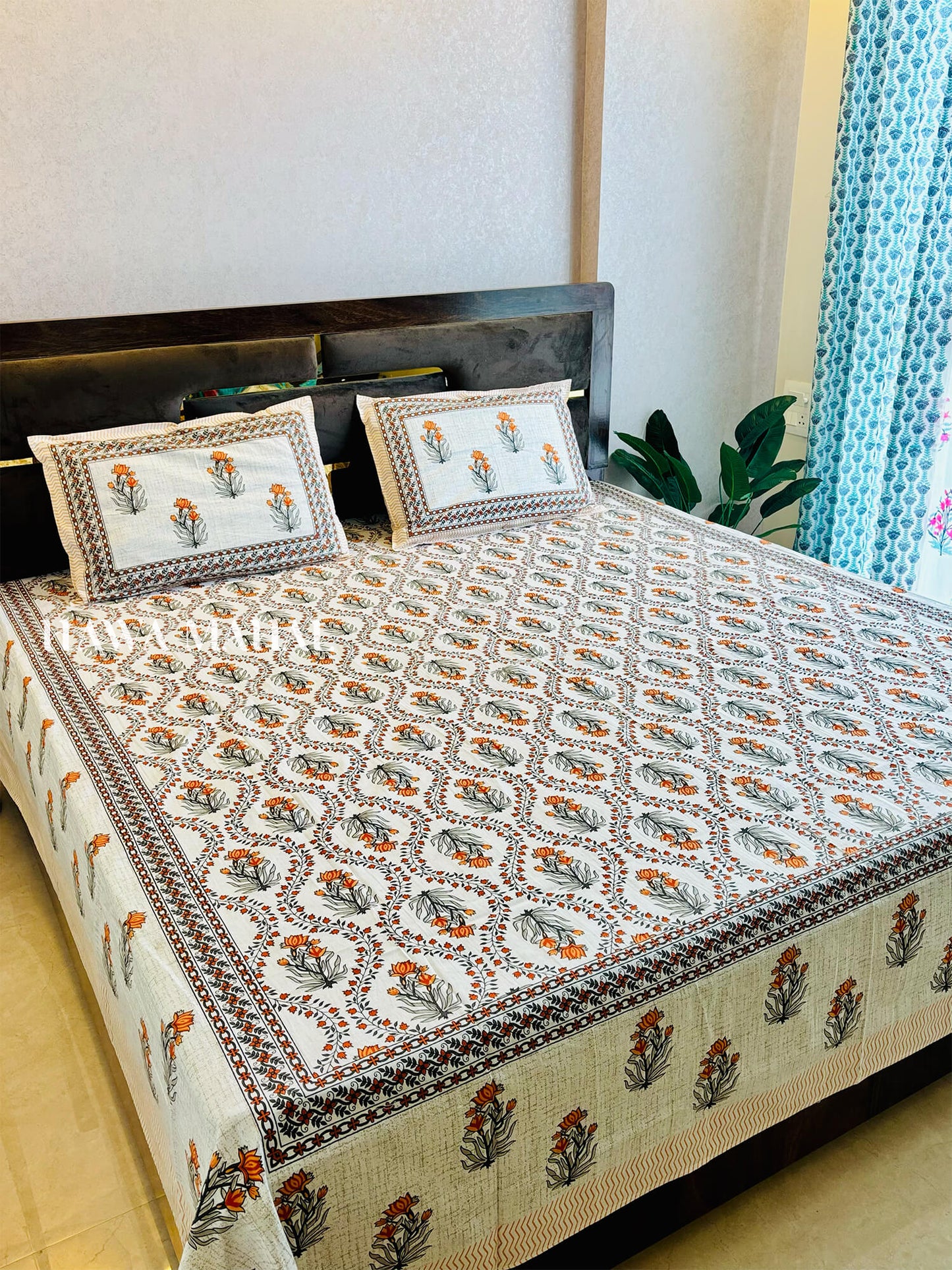 Rajputana Collection - Super King Cotton Bedsheet with Pillow Covers (108 x 108 inches)
