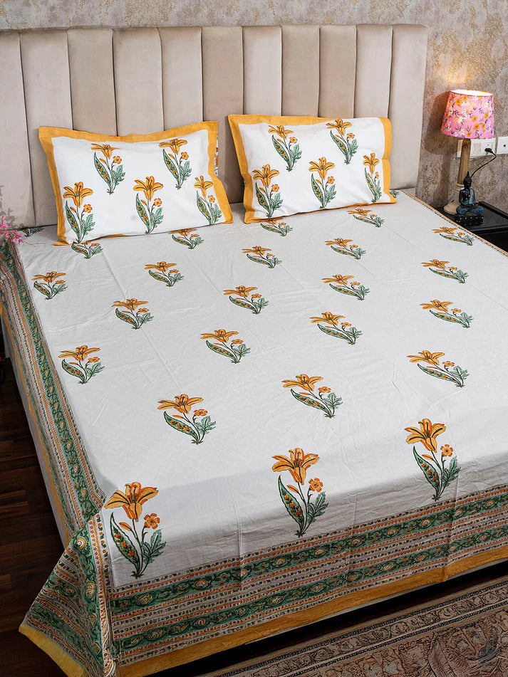 Sunhera Bagh Collection - Matching Double Bed Quilt & Bedsheet Set