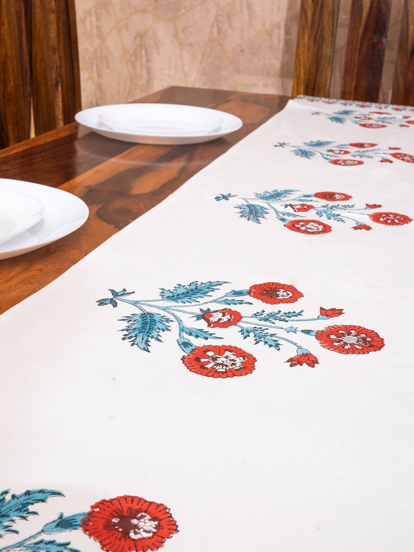 Hand Block Printed Canvas Table Runner – 13x72 inches