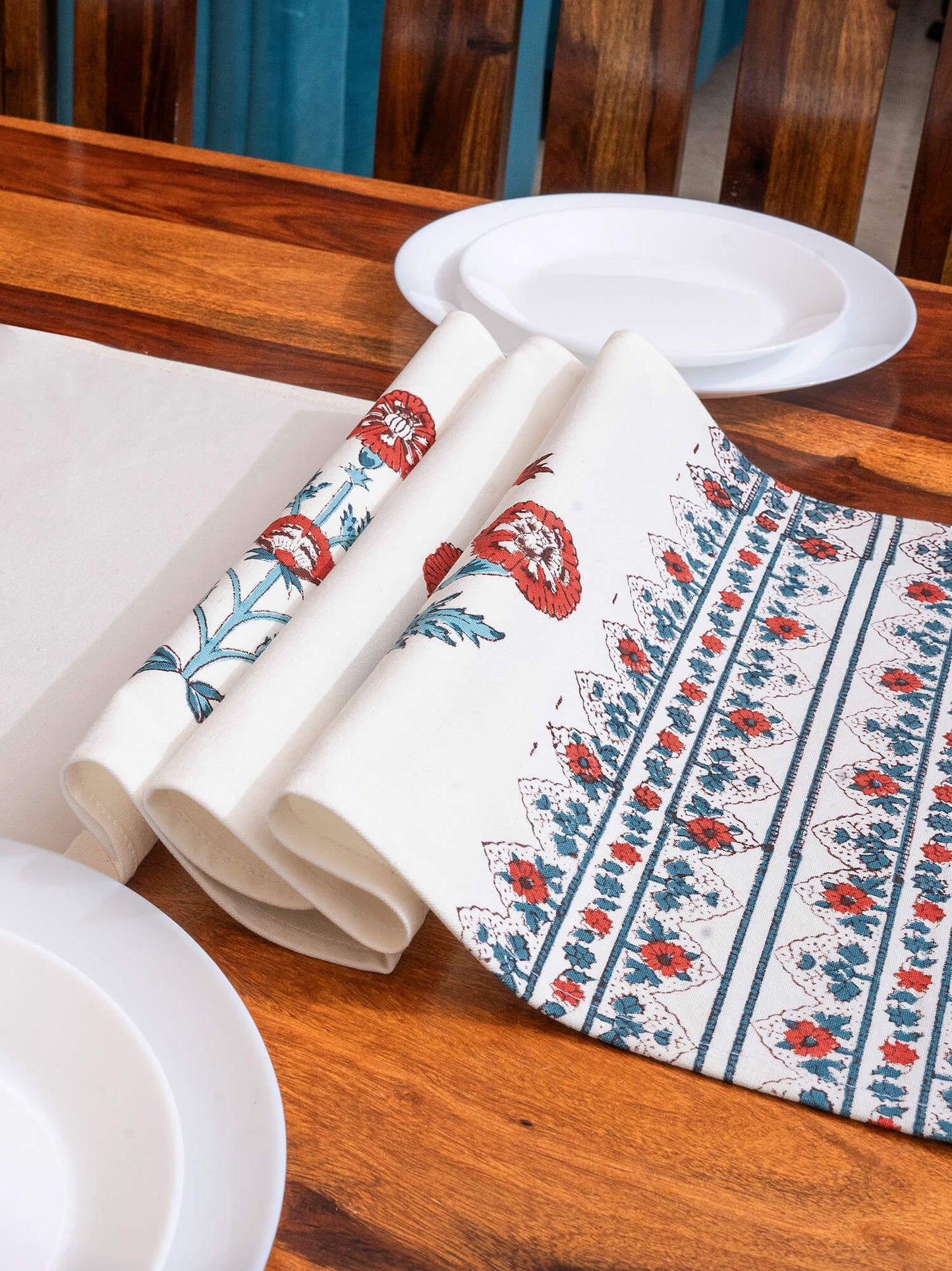 Hand Block Printed Canvas Table Runner – 13x72 inches