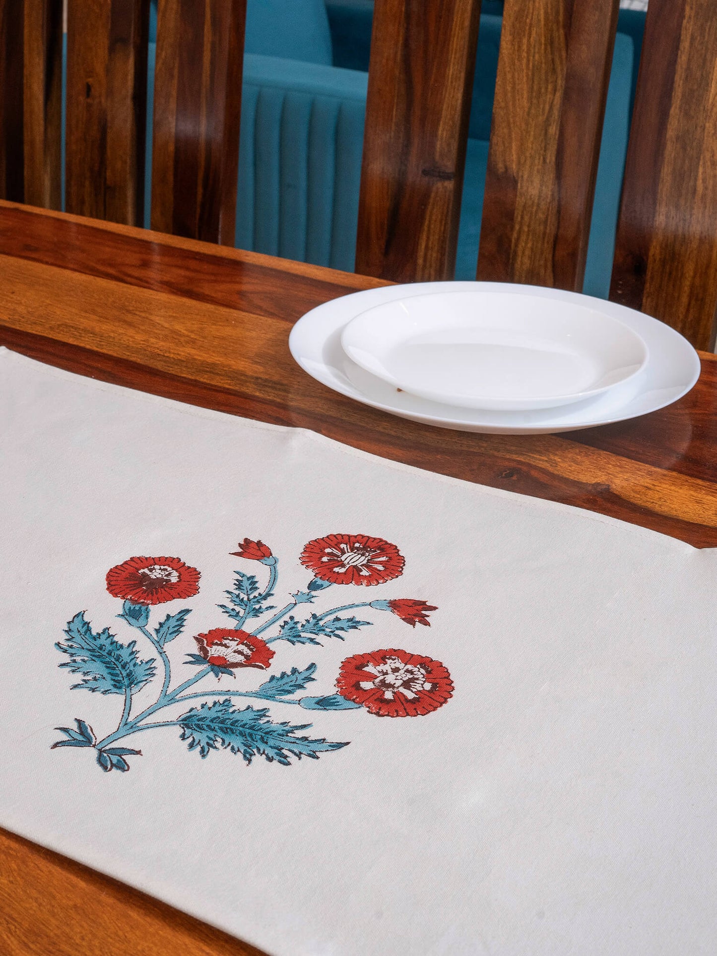 Hand Block Printed Canvas Table Runner – 13x72 inches