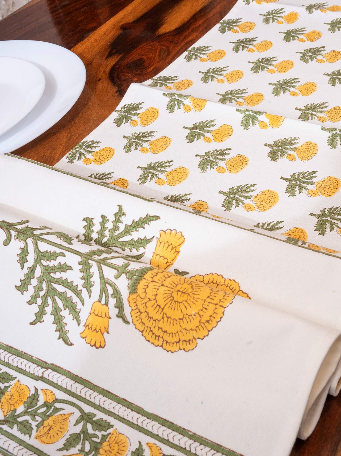 Hand Block Printed Canvas Table Runner – 13x72 inches