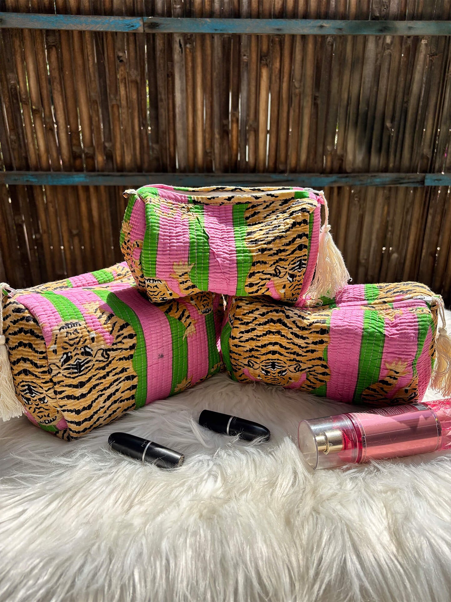 Hand Block Printed Quilted Multiutility Pouch Set – Pack of 3
