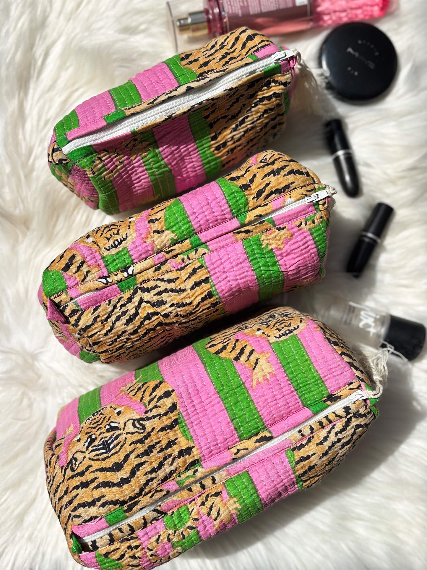 Hand Block Printed Quilted Multiutility Pouch Set – Pack of 3