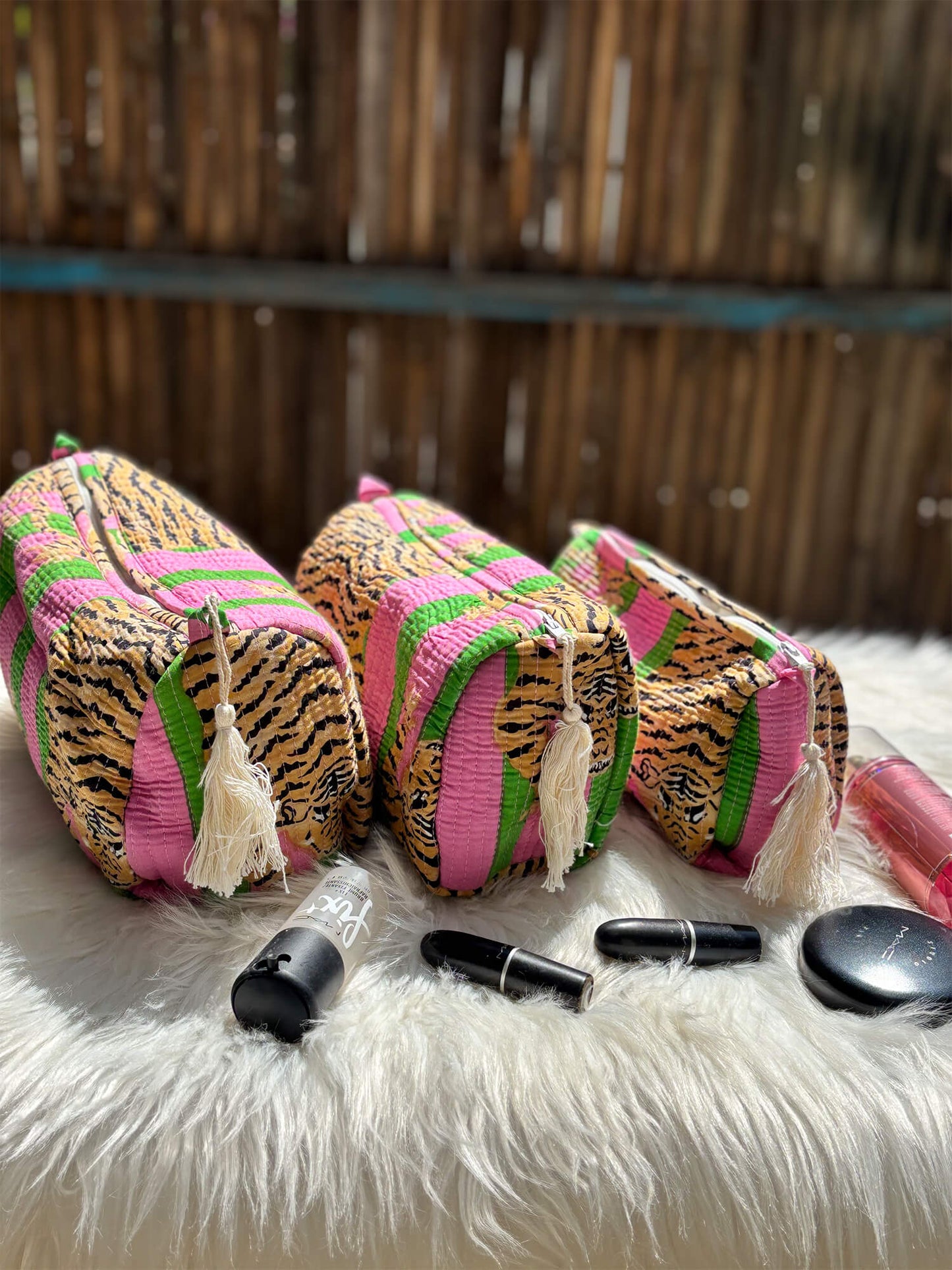 Hand Block Printed Quilted Multiutility Pouch Set – Pack of 3