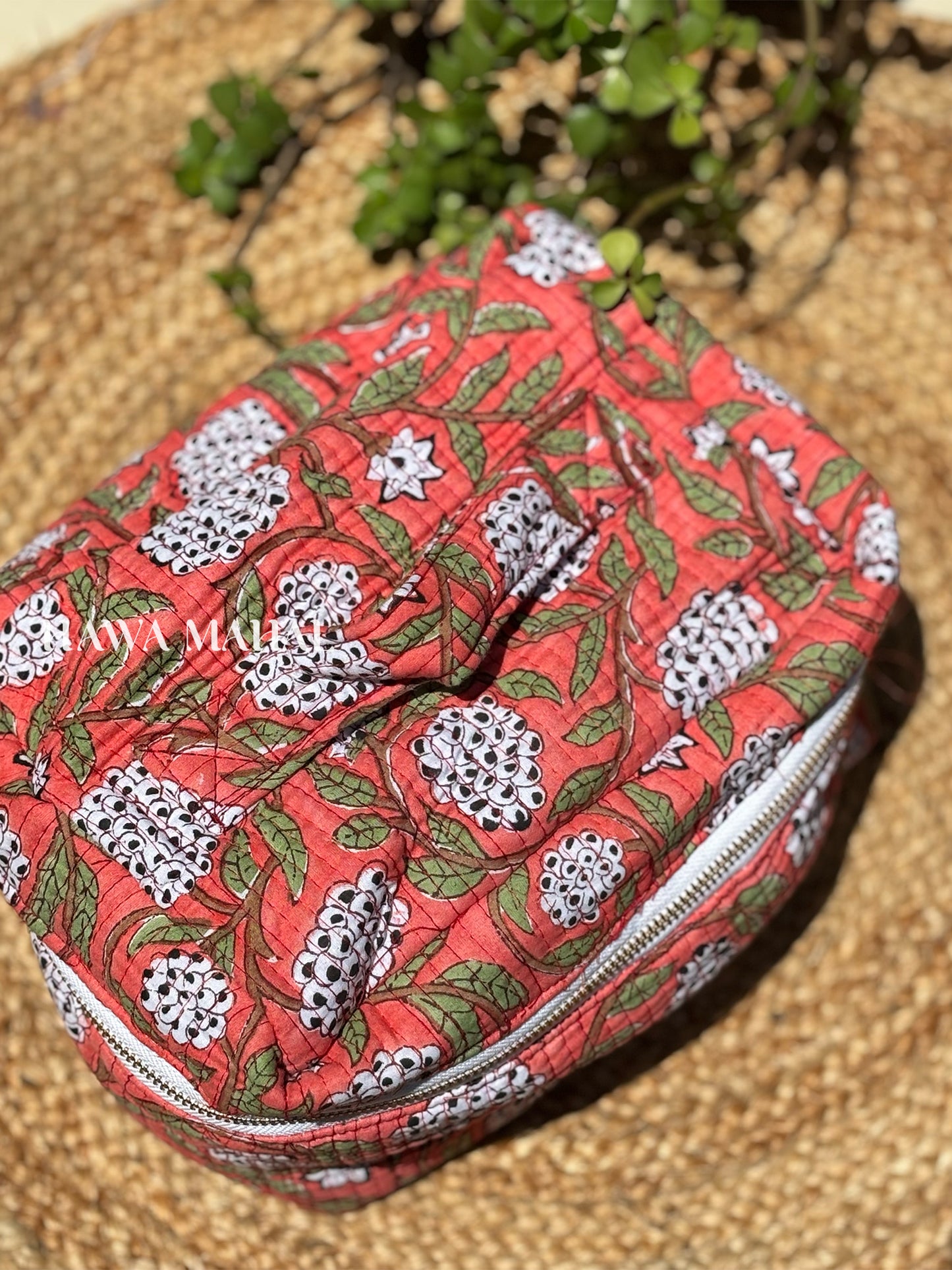 Handblock Quilted Vanity Bag – Travel-Friendly Organizer