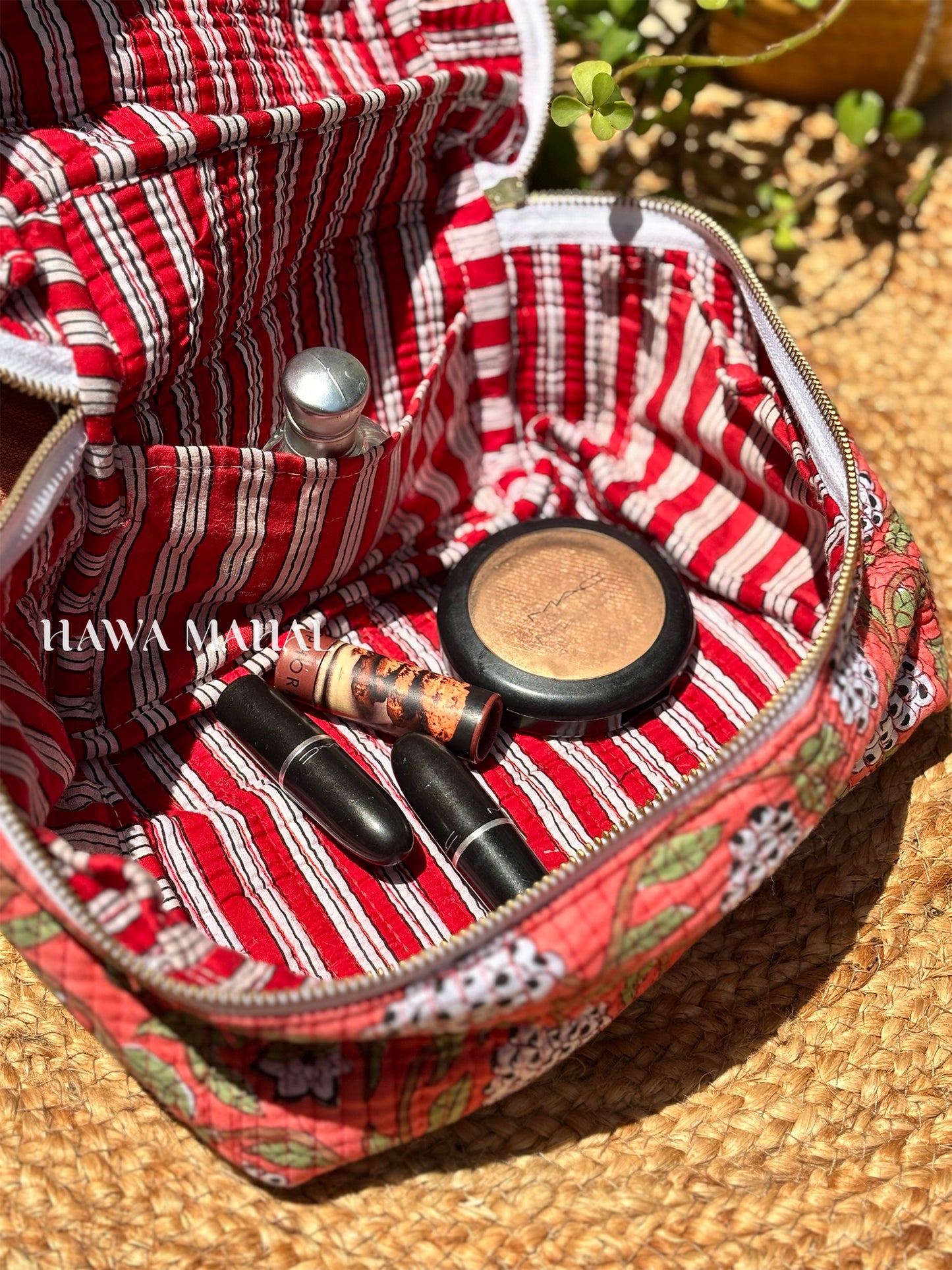 Handblock Quilted Vanity Bag – Travel-Friendly Organizer