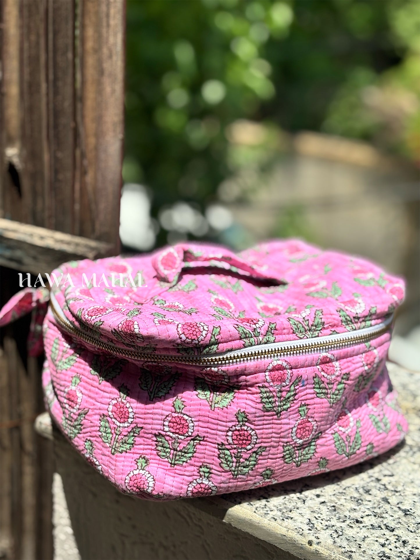 Handblock Quilted Vanity Bag – Travel-Friendly Organizer