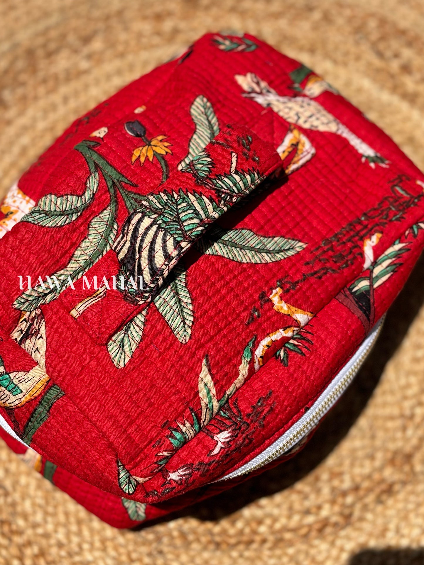 Handblock Quilted Vanity Bag – Travel-Friendly Organizer
