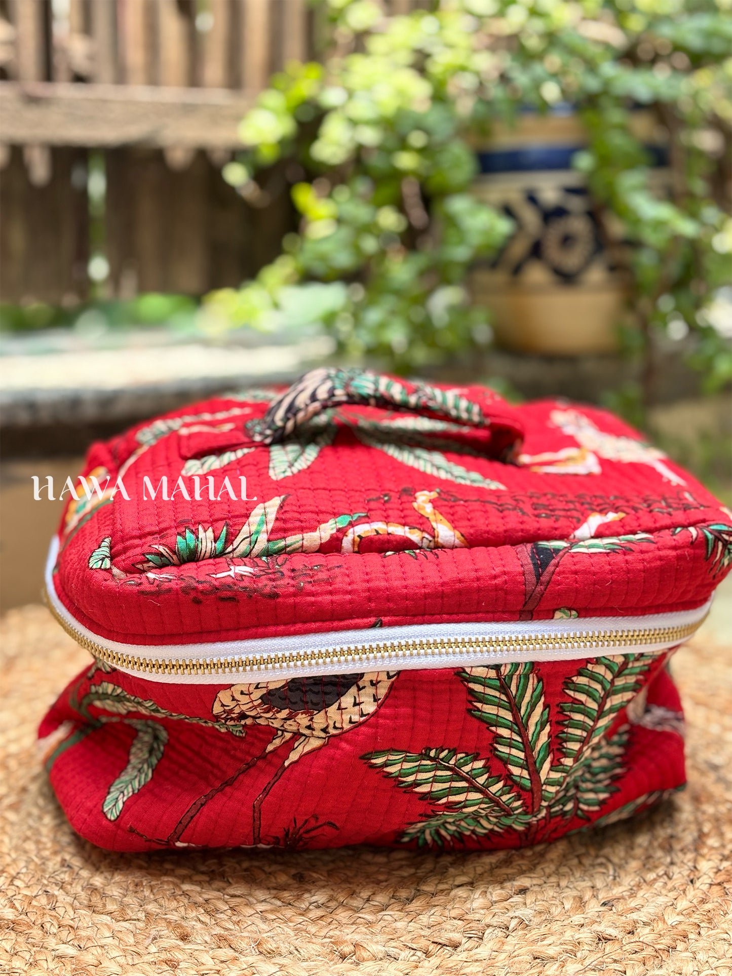 Handblock Quilted Vanity Bag – Travel-Friendly Organizer