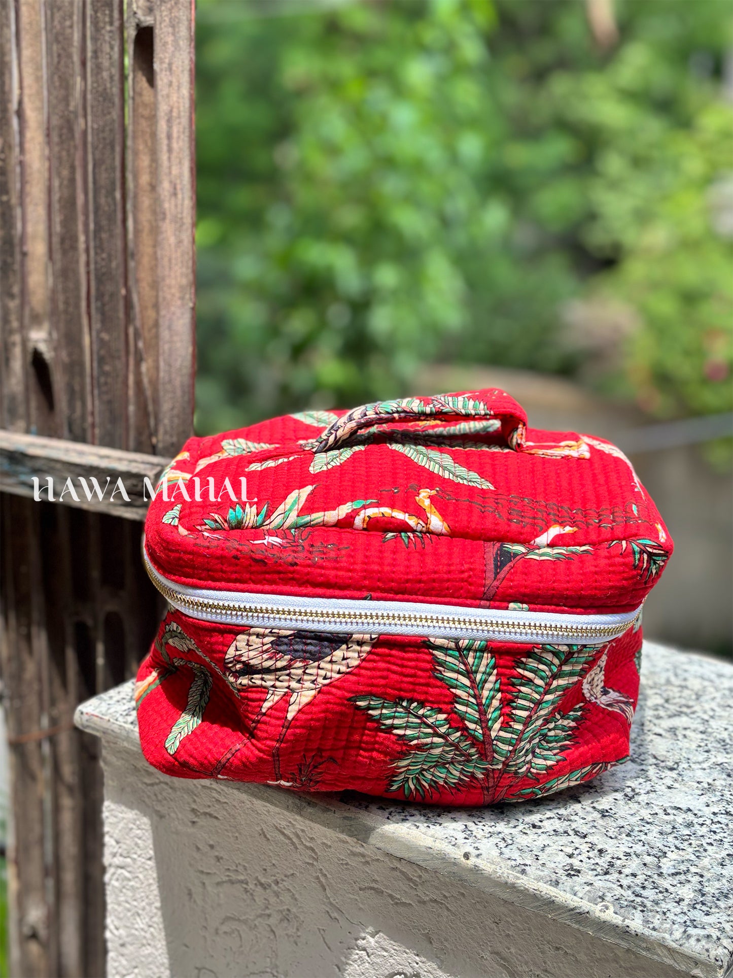 Handblock Quilted Vanity Bag – Travel-Friendly Organizer