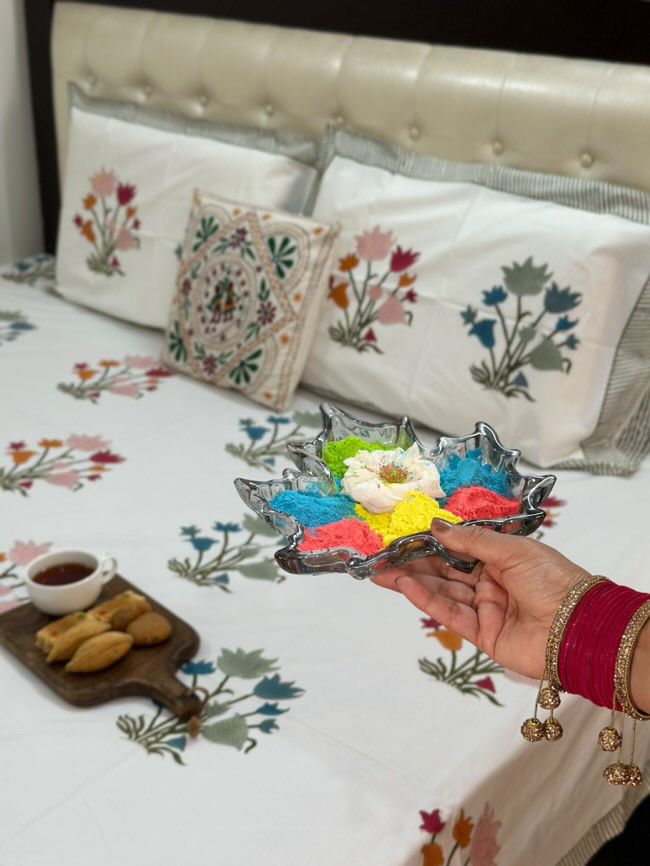 Rang Bagh Collection - Hand Block Printed King Bedsheet with Reversible Pillow Covers (90 x 108 inches)