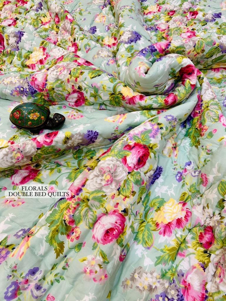 Floral Collection - Matching Double Bed Quilt & Bedsheet Set