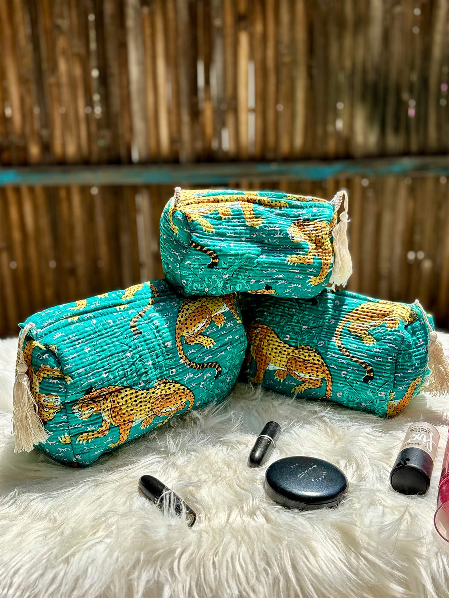 Hand Block Printed Quilted Multiutility Pouch Set – Pack of 3