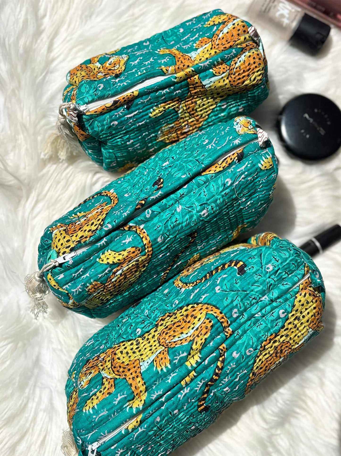 Hand Block Printed Quilted Multiutility Pouch Set – Pack of 3
