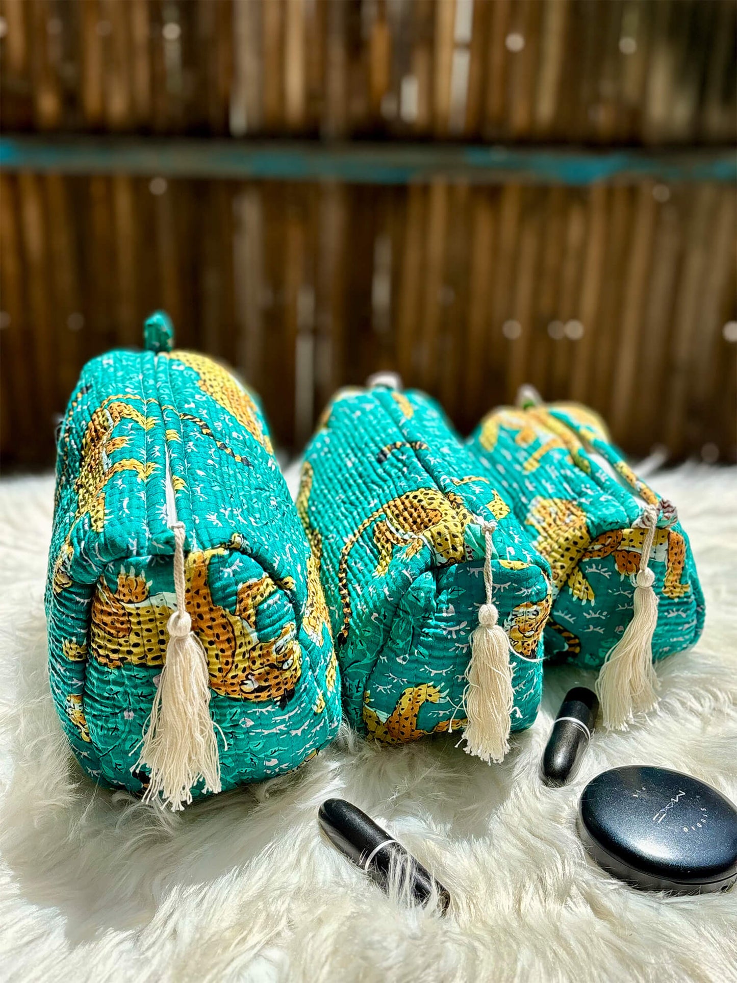 Hand Block Printed Quilted Multiutility Pouch Set – Pack of 3