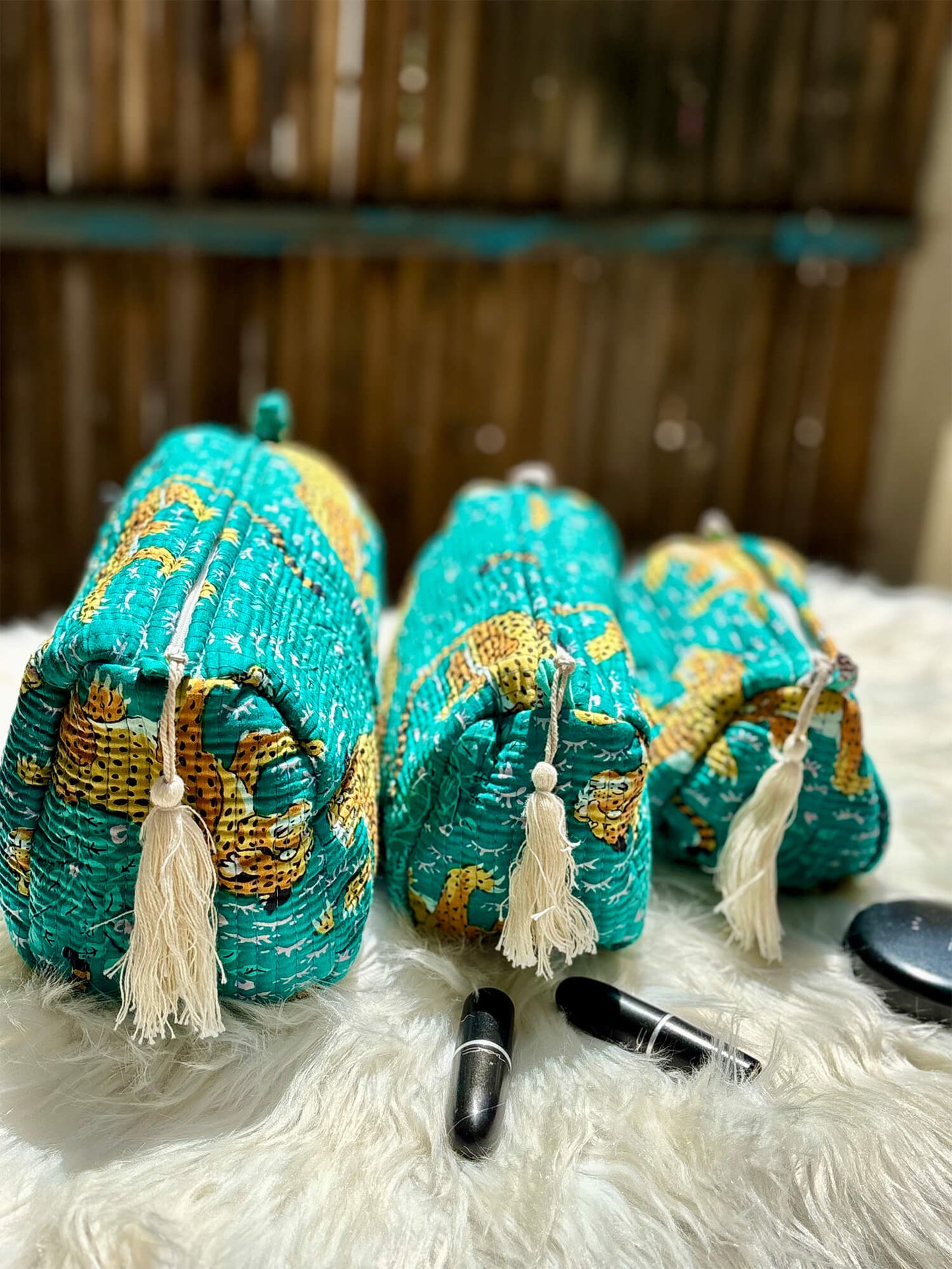 Hand Block Printed Quilted Multiutility Pouch Set – Pack of 3