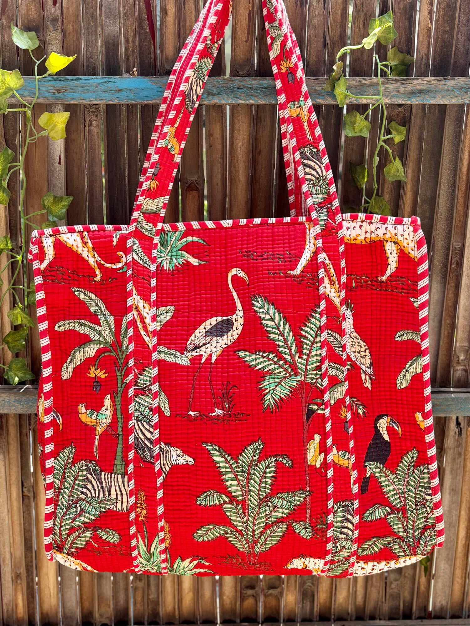 Hand Block Printed Quilted Tote Bag