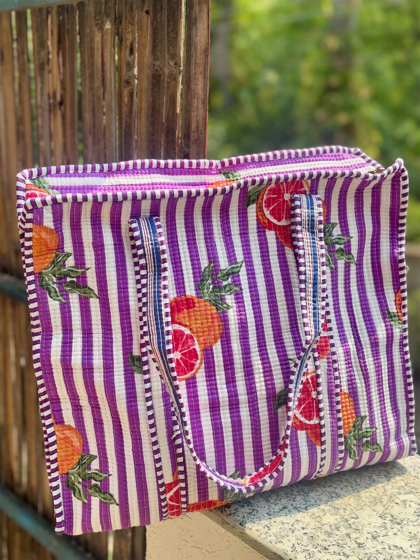 Hand Block Printed Quilted Tote Bag