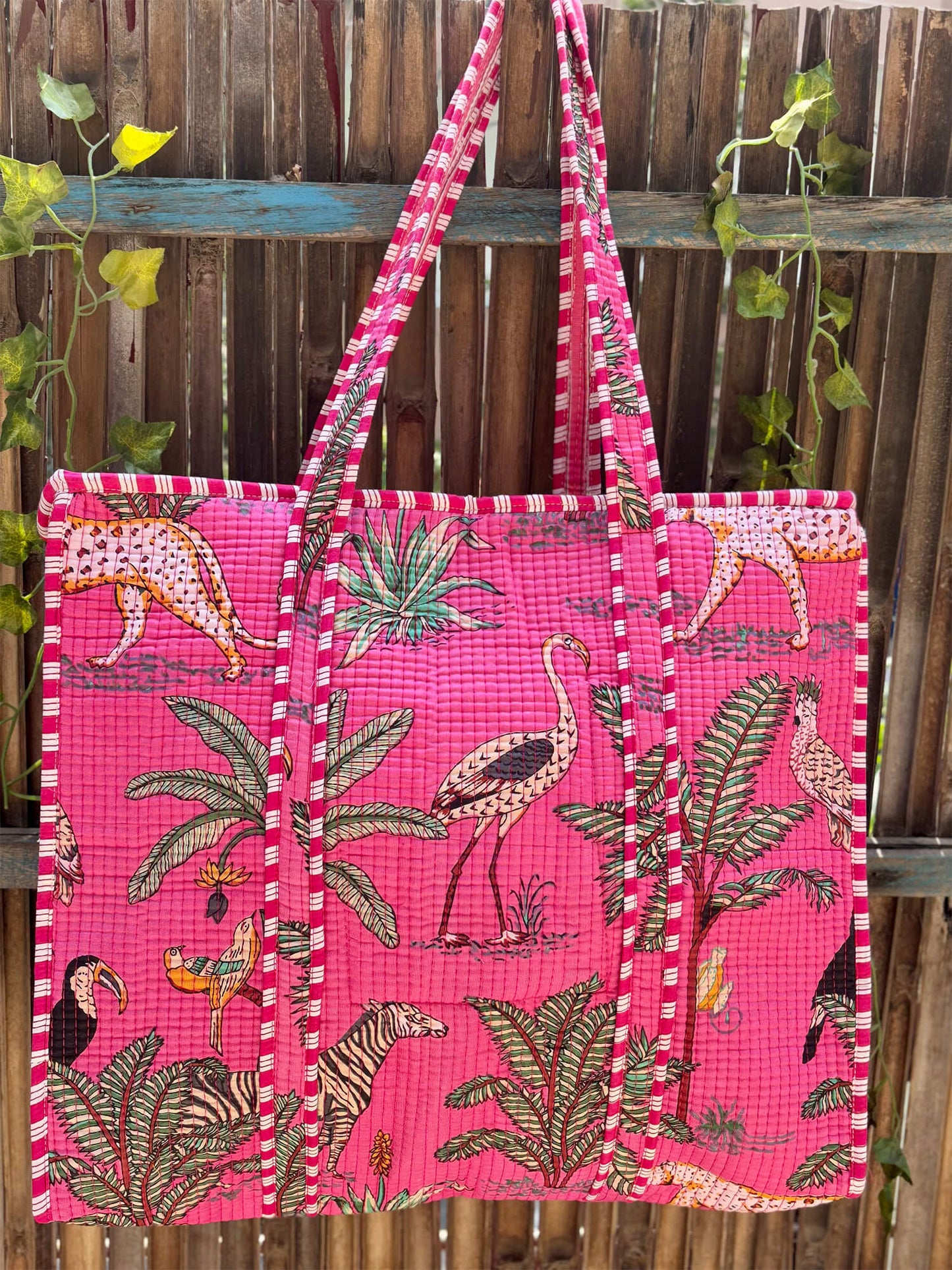 Hand Block Printed Quilted Tote Bag