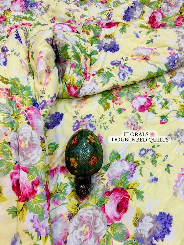 Fulwari Collection - Handblock Printed Reversible Mulmul Cotton Quilt - Double (90 x 108 inch)