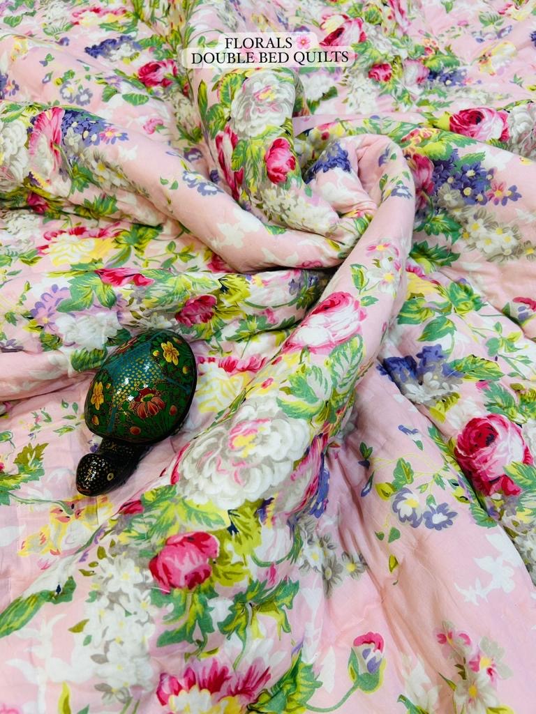 Floral Collection - Matching Double Bed Quilt & Bedsheet Set