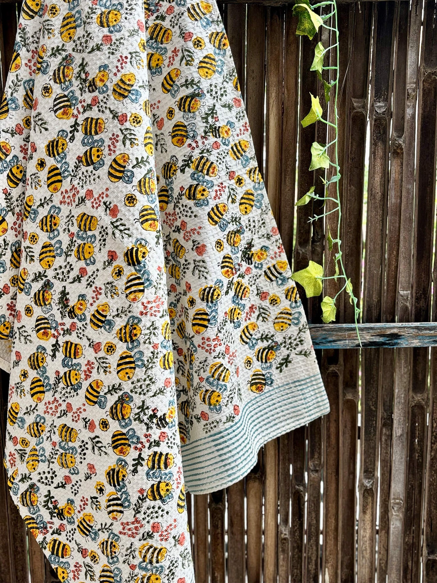 Hand Block Printed Kids Honey Bee Bath Towel