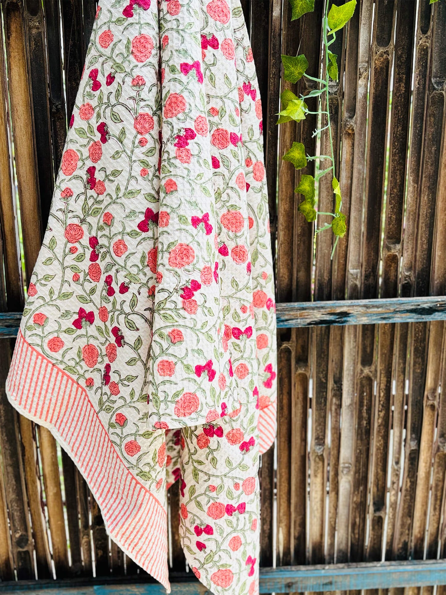 Handblock Waffle Bath Towel – Quick Dry & Ultra Soft