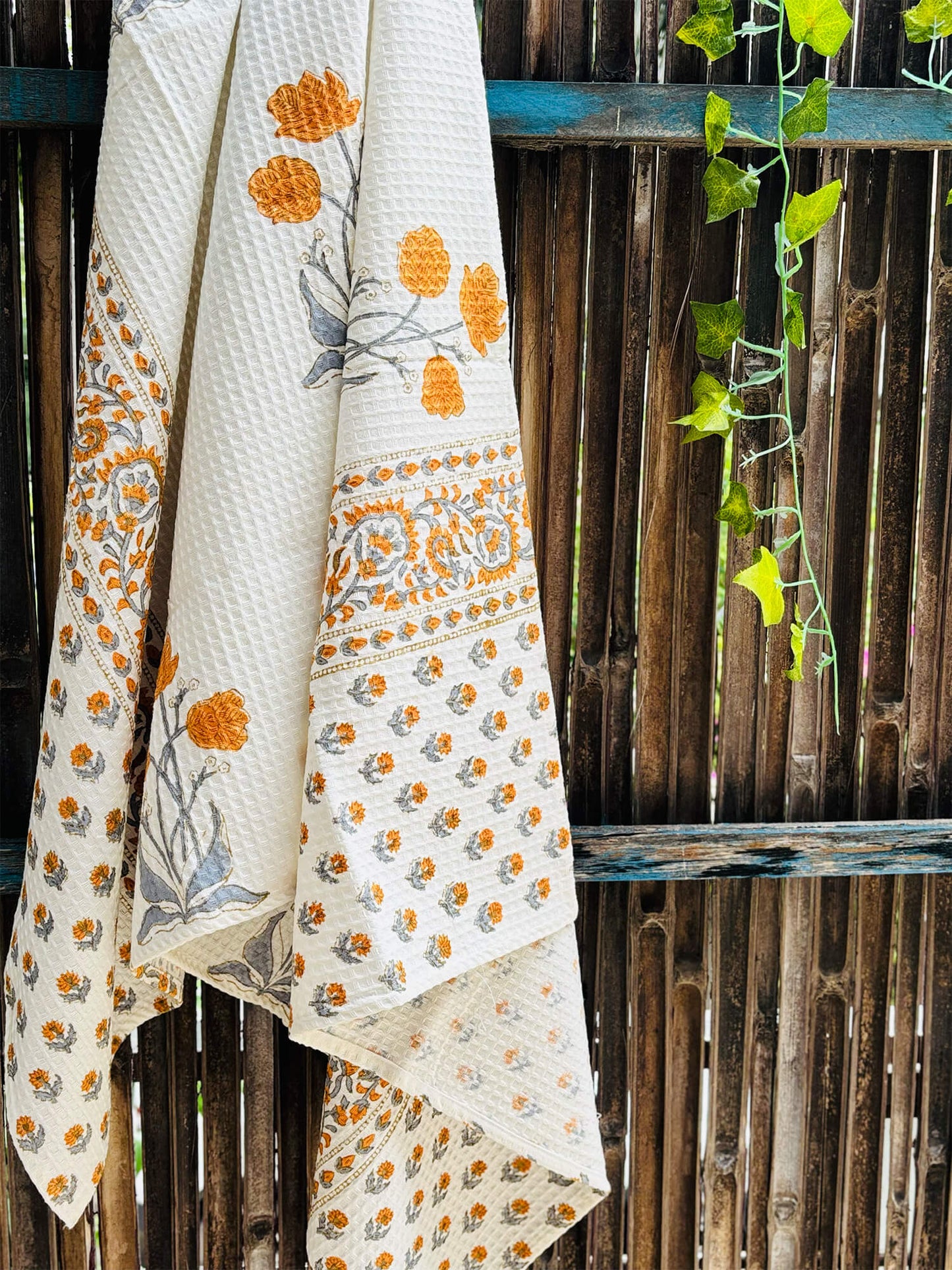 Handblock Waffle Bath Towel – Quick Dry & Ultra Soft